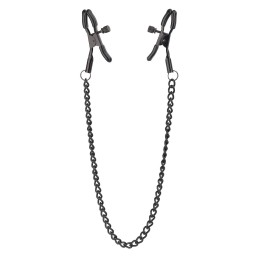 Черные зажимы на соски на цепочке Deluxe Nipple Clamps