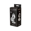 Большая серебристая анальная пробка Diamond Clear Sparkle Large с прозрачным кристаллом - 8 см.