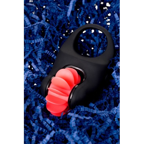 Чёрно-красное эрекционное виброкольцо Erotist