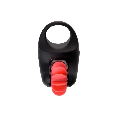 Чёрно-красное эрекционное виброкольцо Erotist