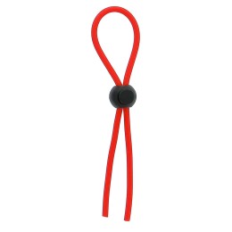 Красное эрекционное лассо с одной бусиной-утяжкой Stretchy Thin Lasso