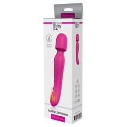 Ярко-розовый жезловый вибратор Heating Bodywand с нагревом - 23,2 см.