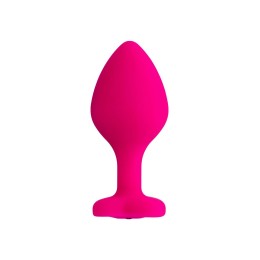 Розовая анальная втулка Diamond Heart с прозрачным кристаллом - 8 см.