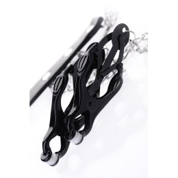 Черно-серебристые зажимы для сосков с кольцом для пениса TOYFA Metal