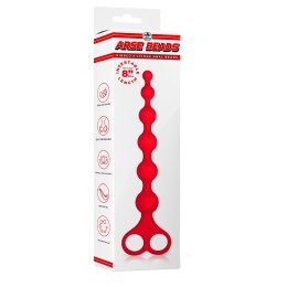 Красная анальная цепочка Ribbed Silicone Anal Beads - 26 см.