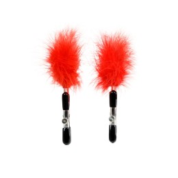 Зажимы для сосков с красным пухом Theatre