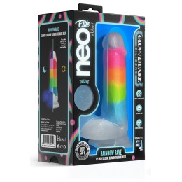 Яркий люминесцентный фаллоимитатор Rainbow Rave - 16,5 см.