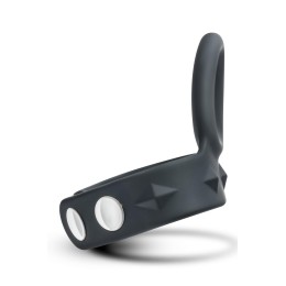 Черное эрекционное кольцо с подхватом мошонки на кнопках VS6