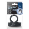 Черное эрекционное кольцо с подхватом мошонки на кнопках VS6