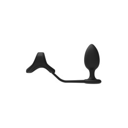 Черное эрекционное кольцо с анальной пробкой Cockstrap With Anal Plug