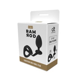 Черное эрекционное кольцо с анальной пробкой Cockstrap With Anal Plug
