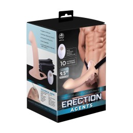 Телесный полый страпон с вибрацией Erection Agents - 24,1 см.