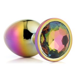 Голографическая анальная втулка с радужным кристаллом - 7,1 см.