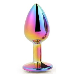 Голографическая анальная втулка с радужным кристаллом - 7,1 см.