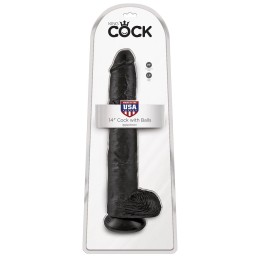 Чёрный фаллоимитатор-гигант 14  Cock with Balls - 37,5 см.
