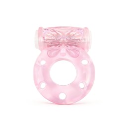 Розовое эрекционное виброкольцо с бабочкой
