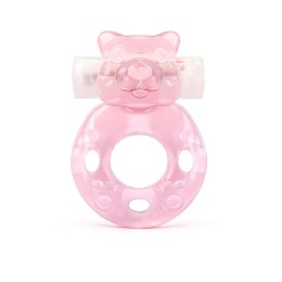 Розовое эрекционное виброкольцо в форме мишки