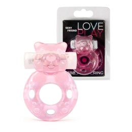 Розовое эрекционное виброкольцо в форме мишки