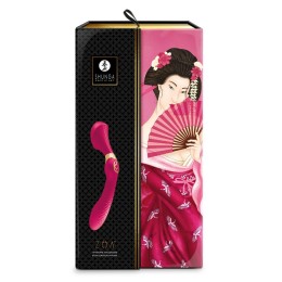 Малиновый двусторонний вибростимулятор ZOA - 26,5 см.