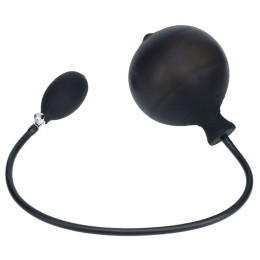 Черная анальная втулка с функцией расширения Ribbed Inflatable Silicone Anal Plug