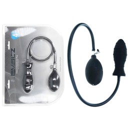 Черная анальная втулка с функцией расширения Ribbed Inflatable Silicone Anal Plug