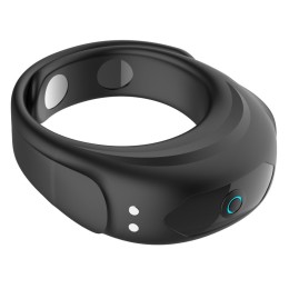 Черное эрекционное виброкольцо на ремешках