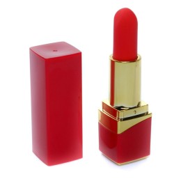 Красный мини-вибратор в форме помады