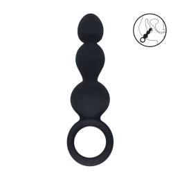 Черная анальная елочка Beaded Silicone Anal Probe with Loop