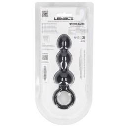 Черная анальная елочка Beaded Silicone Anal Probe with Loop