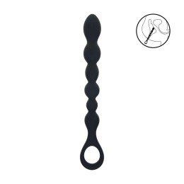 Черная силиконовая цепочка Beaded Snake Silicone Anal Probe with Loop - 26 см.