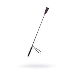 Чёрный стек с кожаной ручкой - 58 см.