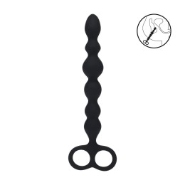 Черная анальная цепочка Beaded Silicone Anal Probe with Double Loop - 24 см.