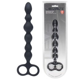 Черная анальная цепочка Beaded Silicone Anal Probe with Double Loop - 24 см.