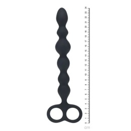 Черная анальная цепочка Beaded Silicone Anal Probe with Double Loop - 24 см.