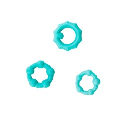 Набор из 3 бирюзовых рельефных эрекционных колец