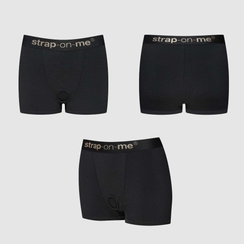 Черные трусики-боксеры для фиксации насадок Strap-on-me Harness Lingerie Allure - size XL