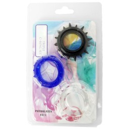 Набор из 3 эрекционных колец разного цвета и рельефа