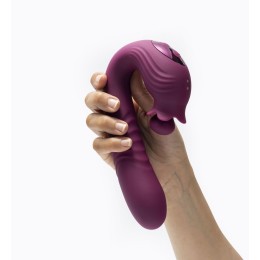 Фиолетовый вибратор Selove Campanula с вращающимся стимулятором клитора - 18,2 см.
