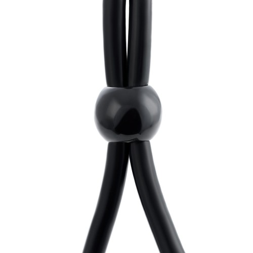 Черное лассо на пенис с тремя бусинами