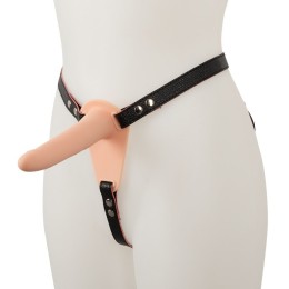 Телесный поясной страпон с вибрацией Vibrating Strap-On - 15,7 см.