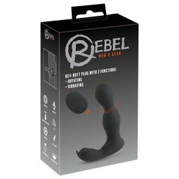 Черная анальная пробка с вибрацией, вращением и пультом ДУ RC Butt Plug with 2 Functions