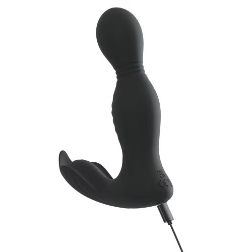 Черная анальная пробка с вибрацией, вращением и пультом ДУ RC Butt Plug with 2 Functions