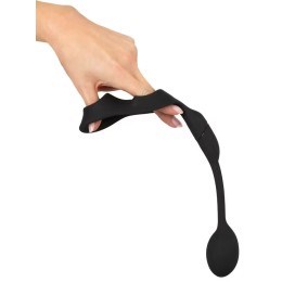 Черное виброкольцо с анальной пробкой Cock Ring with RC Butt Plug