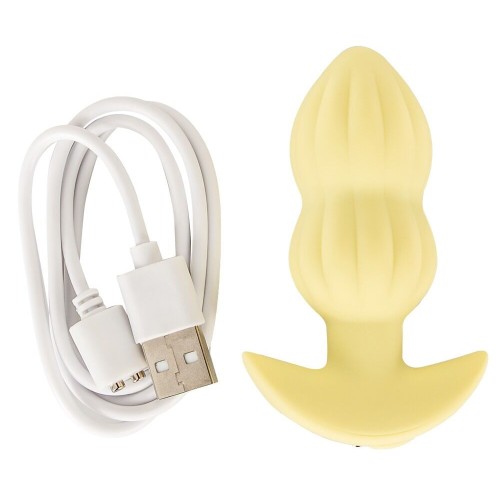 Желтая анальная пробка с вибрацией Cuties Vibrating Mini Butt Plug - 8 см.