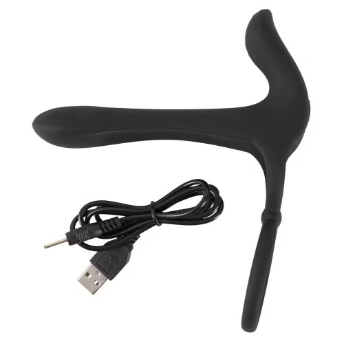 Черная насадка на член с вибрацией Couple’s Vibrator