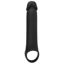 Черная вибронасадка для пениса с хомутом для мошонки и пультом ДУ Remote Controlled Penis Extension