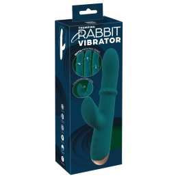 Зеленый вибратор-кролик с подвижным кольцом Thumping Rabbit Vibrator - 22,7 см.