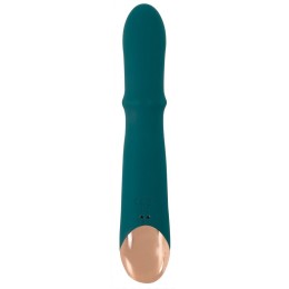 Зеленый вибратор-кролик с подвижным кольцом Thumping Rabbit Vibrator - 22,7 см.