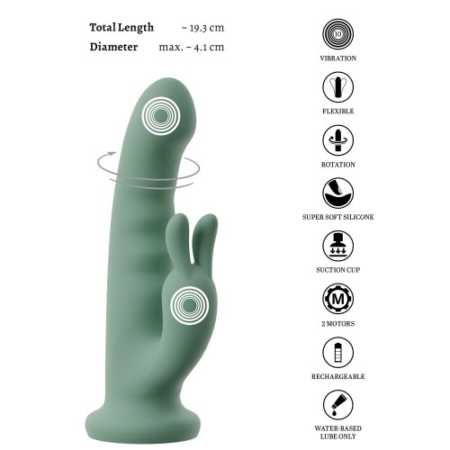 Зеленый вибратор-ротатор Luvio - 19,3 см.