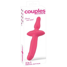 Розовый двусторонний вибратор 2in1 Vibrator & Butt Plug